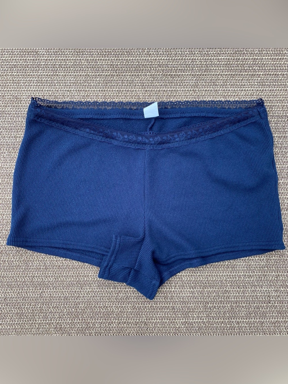 Gilly Hicks Blue Waffle Knit Lace Trim Lounge Shorts Size M